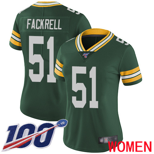 Green Bay Packers Limited Green Women 51 Fackrell Kyler Home Jersey Nike NFL 100th Season Vapor Untouchable